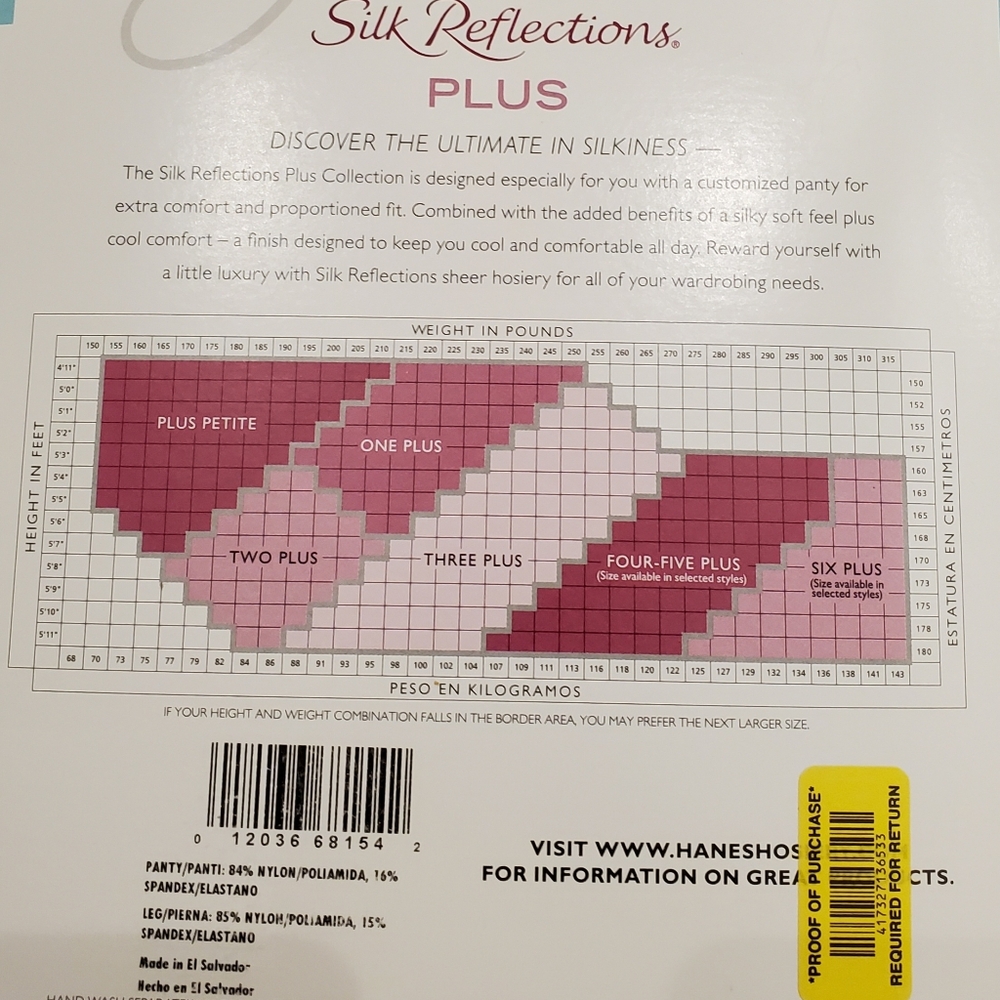 NWT 2-Pack Hanes Silk Reflections Plus Control Top Enhanced Toe- Two Plus, Nude - Picture 3 of 5